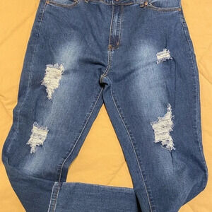 Cyclon  Women’s Blue Stretch Ripped Jeans Size 20